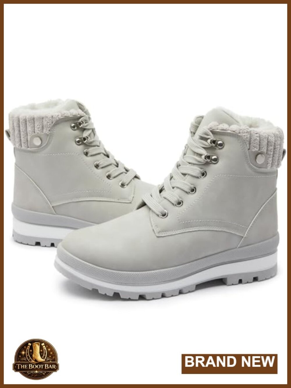 Waterproof Faux Leather Combat Ankle Boots with Fur Lining and Platform Heel,